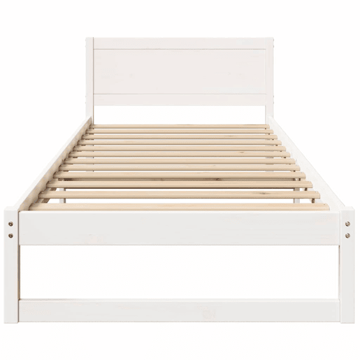 Estrutura de cama de solteiro para adultos com Cabeceira - Branco 100 x 200 cm