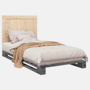 Estrutura de cama de solteiro para adultos com cabeceira 100x200cm pinho maciço cinza