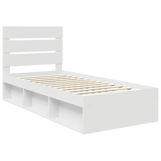 Estrutura de cama de solteiro para adultos - Branco 90 x 190 cm Madeira de Pinheiro Sólida