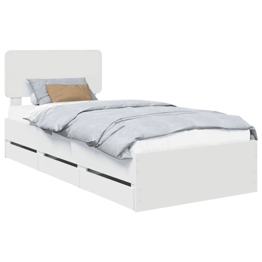 Estrutura de cama de solteiro para adultos Branco 90 x 190 cm Madeira engenheirada