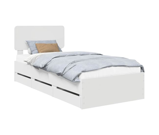 Estructura de cama individual para adultos con cajón 90 x 190 cm madera de ingeniería