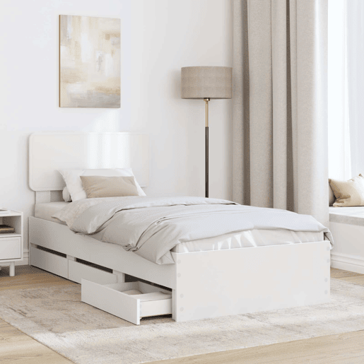 Estrutura de cama de solteiro para adultos Branco 90 x 190 cm Madeira engenheirada
