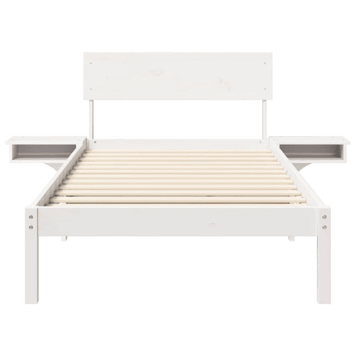 Estrutura de cama de solteiro para adultos - Branco 90 x 200 cm Madeira de Pinheiro Sólida