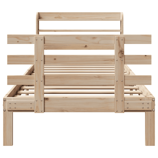 Estrutura de cama de solteiro para adultos com cabeceira 75x190 cm pinho maciço