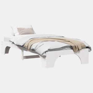 Estrutura de cama de solteiro para adultos - Branco 75 x 190 cm Madeira de Pinheiro Sólida