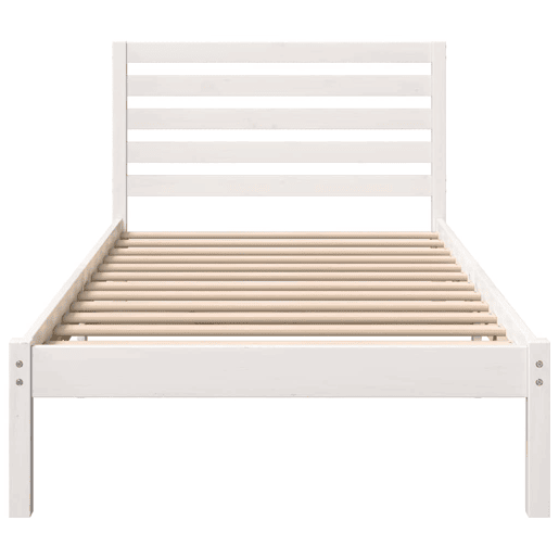 Estrutura de cama de solteiro para adultos - Branco 90 x 200 cm Madeira de Pinheiro Sólida