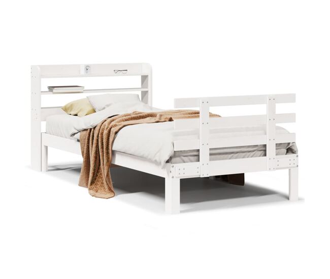 Estructura de cama individual para adultos con cabecero blanco 90x190 cm