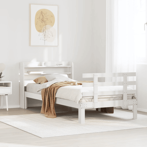 Estrutura de cama de solteiro para adultos c cabeceira 90x190 cm branco