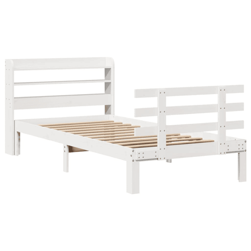 Estrutura de cama de solteiro para adultos c cabeceira 90x190 cm branco