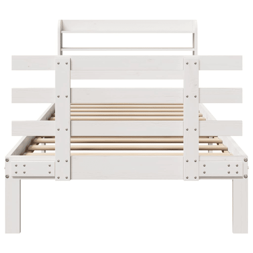 Estrutura de cama de solteiro para adultos c cabeceira 90x190 cm branco