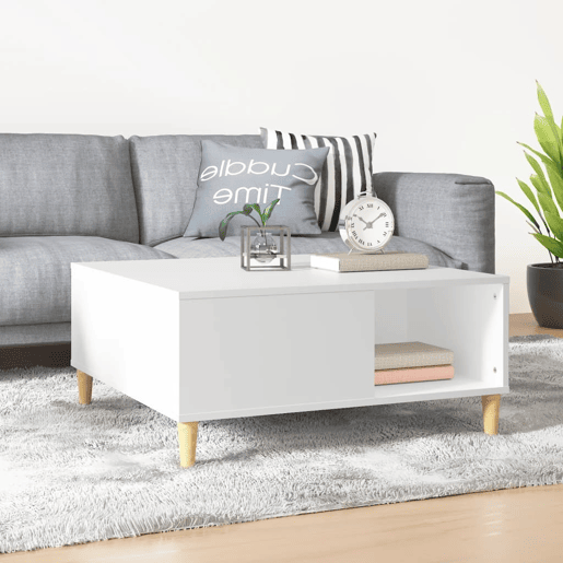 Mesa de Centro, Mesa baixa, 80x80x36,5 cm derivados de madeira branco