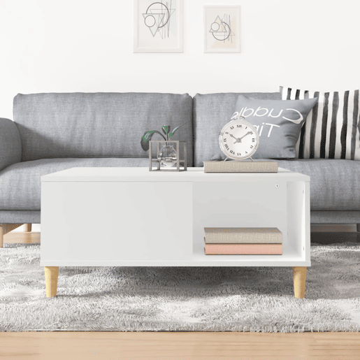 Mesa de Centro, Mesa baixa, 80x80x36,5 cm derivados de madeira branco