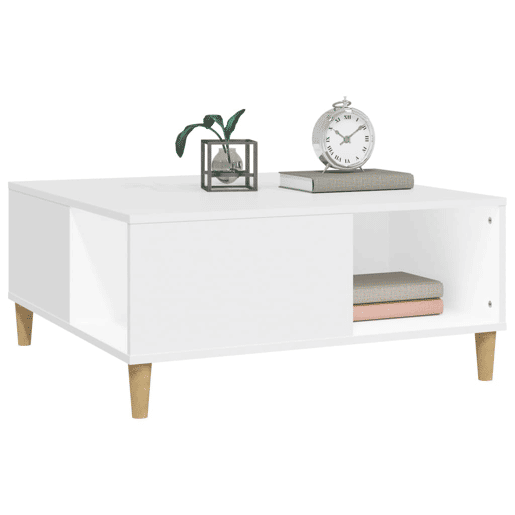 Mesa de Centro, Mesa baixa, 80x80x36,5 cm derivados de madeira branco