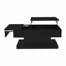 Mesa de centro LED 100x50x45 cm - Mesa elevável com design deslizante lateral, elevação hidráulica e arrumação - Preta