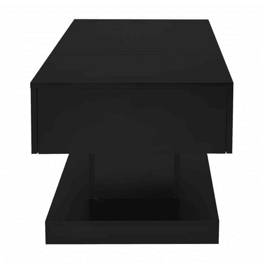 Mesa de centro LED 100x50x45 cm - Mesa elevável com design deslizante lateral, elevação hidráulica e arrumação - Preta Mesa de centro LED 100x50x45 cm - Mesa elevável com design deslizante lateral, elevação hidráulica e arrumação - Preta