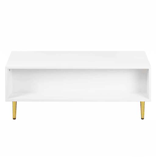 Mesa de centro - 2 gavetas - design de riscas verticais - Branco