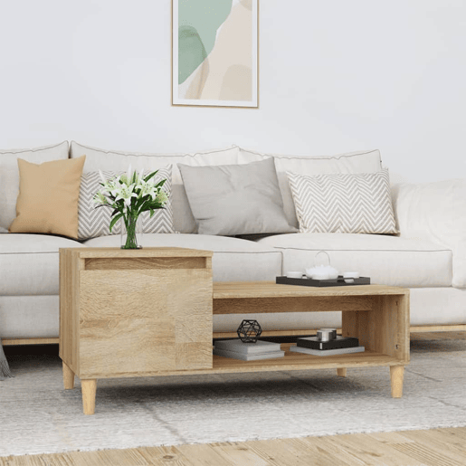 Mesa de Centro, Mesa baixa, 100x50x45 cm derivados madeira carvalho sonoma