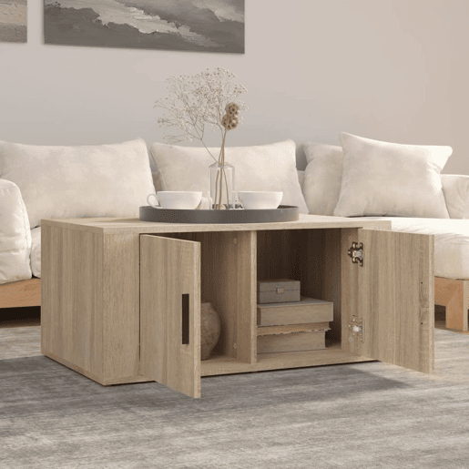 Mesa de Centro, Mesa baixa, 80x50x36 cm derivados madeira carvalho sonoma
