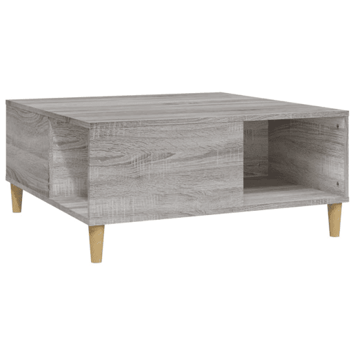 Mesa de Centro, Mesa baixa, 80x80x36,5 cm derivados madeira cinzento sonoma