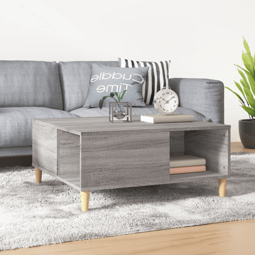 Mesa de Centro, Mesa baixa, 80x80x36,5 cm derivados madeira cinzento sonoma