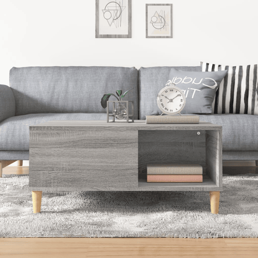 Mesa de Centro, Mesa baixa, 80x80x36,5 cm derivados madeira cinzento sonoma