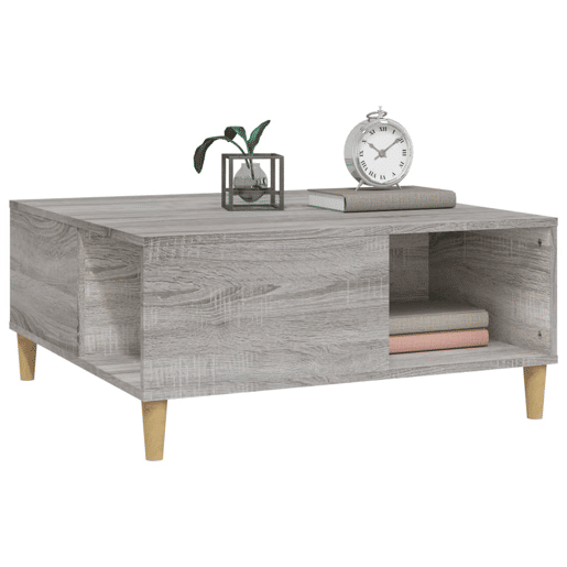 Mesa de Centro, Mesa baixa, 80x80x36,5 cm derivados madeira cinzento sonoma