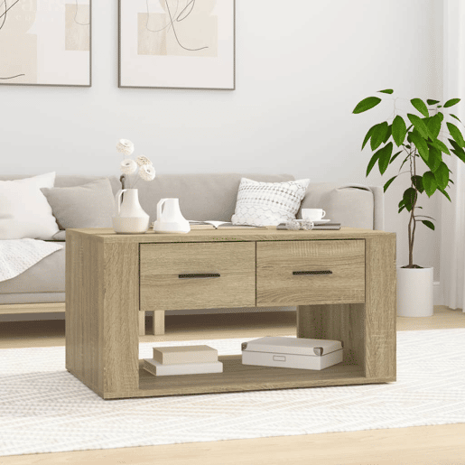 Mesa de Centro, Mesa baixa, 80x50x40 cm derivados madeira carvalho sonoma