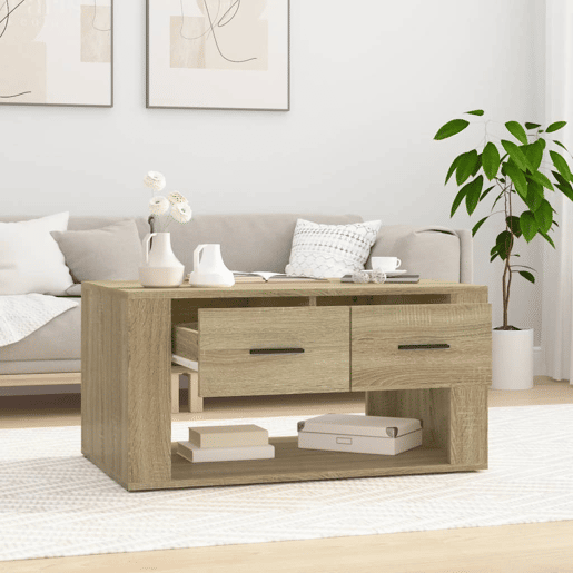 Mesa de Centro, Mesa baixa, 80x50x40 cm derivados madeira carvalho sonoma