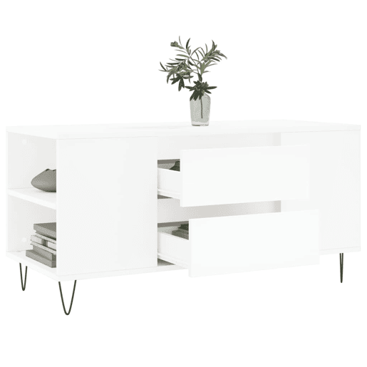 Mesa de Centro, Mesa baixa, 102x44,5x50 cm derivados de madeira branco