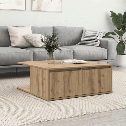 Mesa de Centro, Mesa baixa, com gaveta carvalho artisiano 80 x 80 x 31 cm