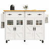 Ilha de cozinha móvel 140 x 73 cm - Carrinho multifuncional com grande capacidade de armazenamento - Branco