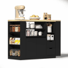 Ilha de cozinha 115 cm - bancada extensível, prateleiras e 2 gavetas - pretonatural