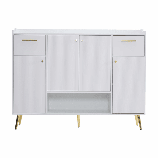 Sapateira - 2 gavetas + 4 portas + compartimento aberto - Branco