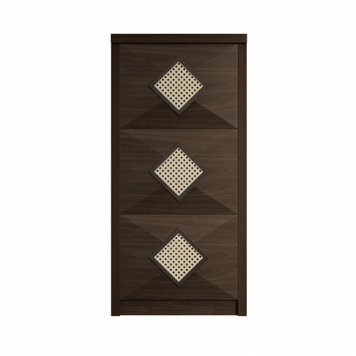 Sapateira 54x25x115 cm - 3 portas batentes, design rattan vintage - madeira