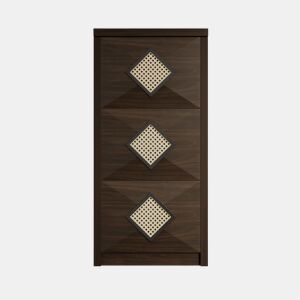 Sapateira 54x25x115 cm - 3 portas batentes, design rattan vintage - madeira