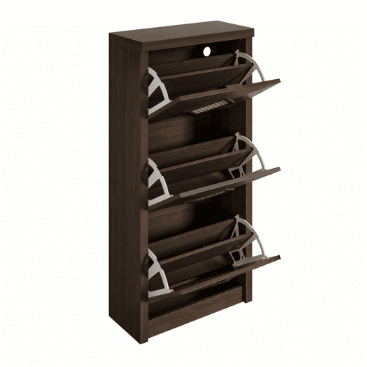 Sapateira 54x25x115 cm - 3 portas batentes, design rattan vintage - madeira