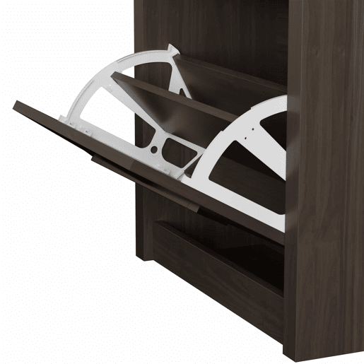 Sapateira 54x25x115 cm - 3 portas batentes, design rattan vintage - madeira
