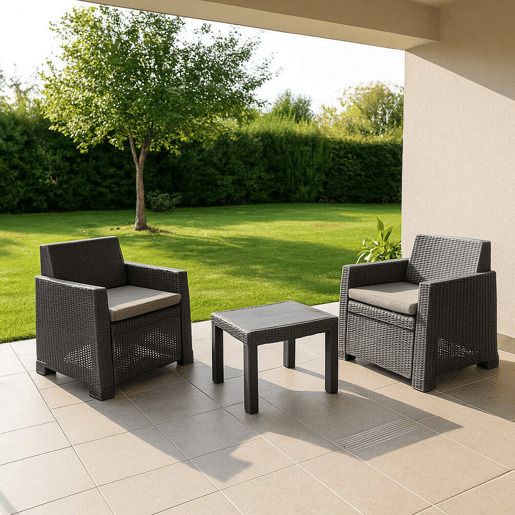 Conjunto de sala para exterior 2 lugares em plástico