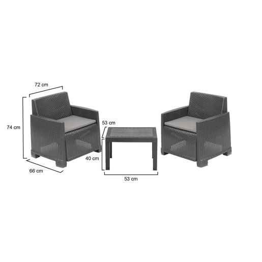Conjunto de sala para exterior 2 lugares em plástico