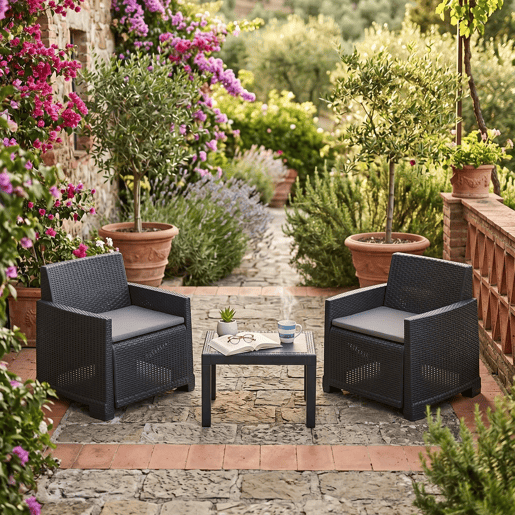 Conjunto de sala para exterior 2 lugares em plástico