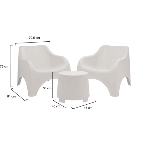 Conjunto de sala de estar externa 2 lugares em plástico Conjunto de sala de estar externa 2 lugares em plástico