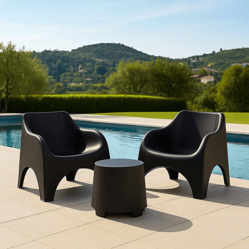 Conjunto de sofá de jardim 2 lugares em plástico Conjunto de sofá de jardim 2 lugares em plástico