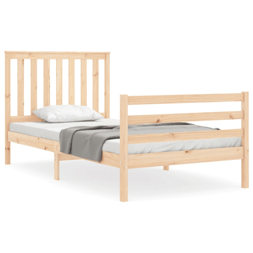 Estrutura de cama de solteiro para adultos com cabeceira 100x200 cm madeira maciça