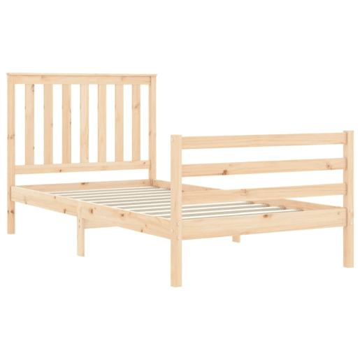 Estrutura de cama de solteiro para adultos com cabeceira 100x200 cm madeira maciça