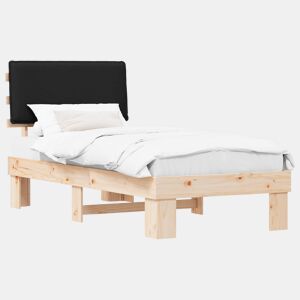 Estrutura de cama de solteiro para adultos com Cabeceira Estofada Preto 90 x 190 cm