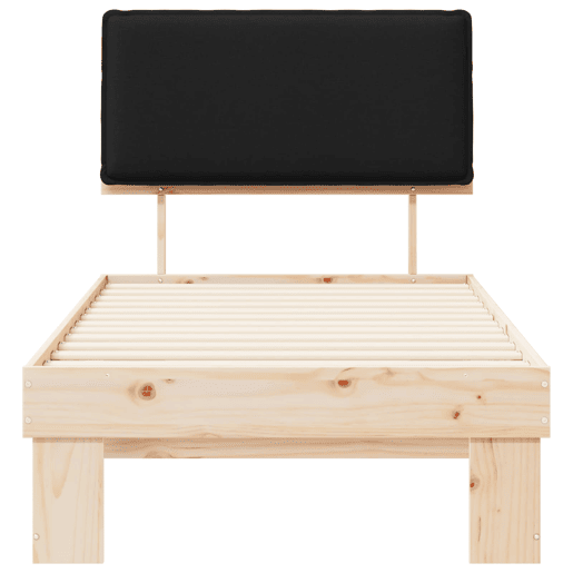 Estrutura de cama de solteiro para adultos com Cabeceira Estofada Preto 90 x 190 cm