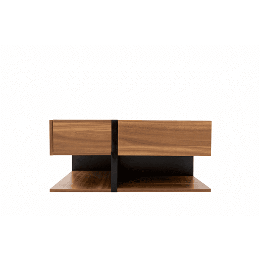 Mesa de centro 78x78x36 cm - 4 gavetas, design de linhas e cor única, arrumação inferior - Natural