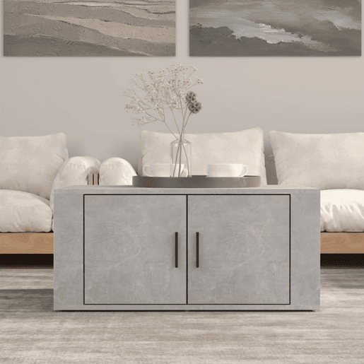 Mesa de Centro, Mesa baixa, 80x50x36 cm derivados madeira cinzento cimento