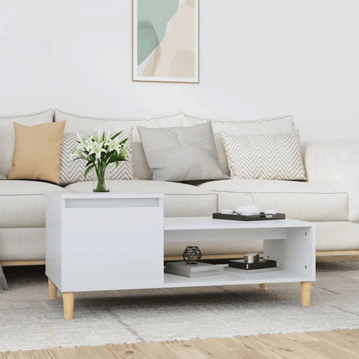 Mesa de Centro, Mesa baixa, 100x50x45 cm derivados madeira branco brilhante