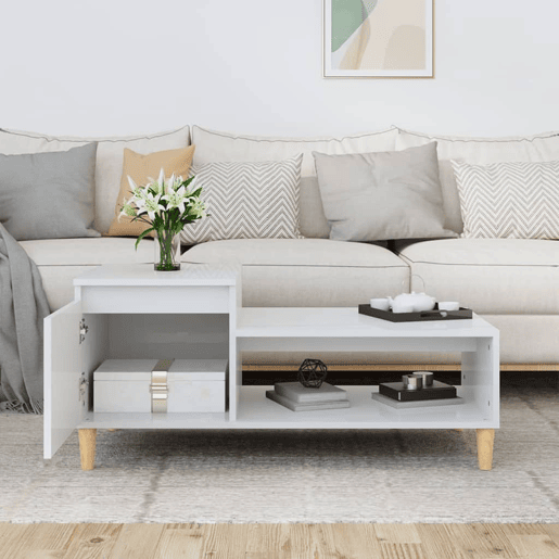 Mesa de Centro, Mesa baixa, 100x50x45 cm derivados madeira branco brilhante